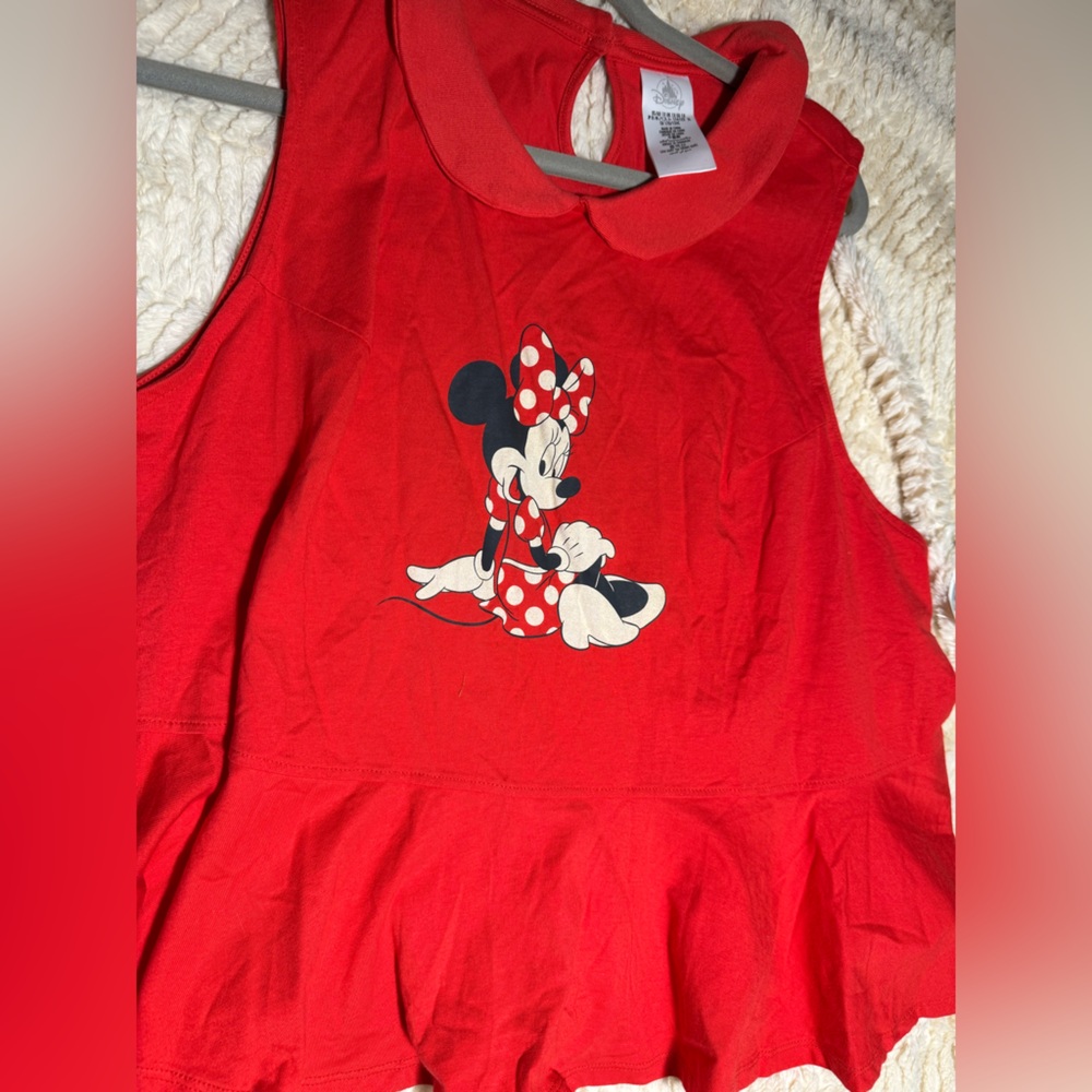 Disney Women's Red Minnie Mouse Tank Top NWT peplum top